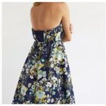 Anthropologie  Floral Ruffled Strapless Blue A Line Dress NWT Size Large Photo 5