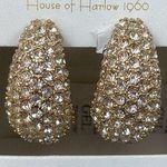 House of Harlow  Gold & Rhinestone Glass Stones Hoop Pierced Statement Earrings Photo 1