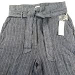 Catherine Malandrino  100% Linen Pinstripe High Rise Wide Leg Pants Blue Size 12 Photo 1