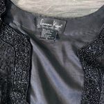Laurence Kazar VTG Lawrence Kazar Black Floral Beaded Sequin 100% Silk Evening Jacket XL, Lined Photo 7
