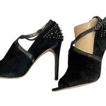 Sam Edelman Moto Studded Black Suede Peep Toe Stilettos Women's Size 7 Bikercore Photo 0