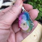 Rainbow solar quartz silver pendant Blue Photo 4