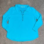 Soft Surroundings Neera French Terry Tunic Top Porcelain Blue Teal Large Photo 2