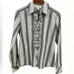 Casual Corner Stretch Ruffled Button Up Longsleeve Shirt size M. Purple Size M Photo 0