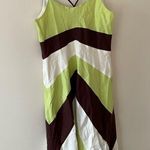 Yves Cossette Spaghetti Strap Color Block Slip Dress Lemon Brown Beige Size 8. Green Photo 0
