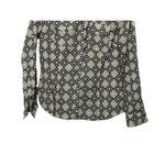 Michael Kors  Black & Tan Geometric Print Retro Look Button-Up Shirt Womens Small Photo 7