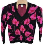 CAbi  Rococo Pullover #4102 Black Pink‎ Flowers Sweater Womens Medium Photo 0