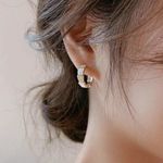 White & Gold Snake C Open Hoop Earrings Photo 1