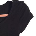 Aeropostale Large L henley stretch crop top snap short sleeve black cotton Photo 2