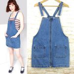 Wild Fable Dress Womens L Blue Denim Zip Front Overalls Pockets 90s Grunge Retro Photo 1