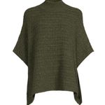 BeachLunchLounge Olive Green Mock Neck Cable Knit Poncho Sweater Size M Photo 2