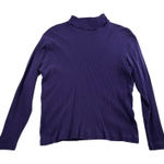 Susan Bristol Vtg L Large Turtleneck lettuce Trim Purple Ribbed Cottagecore 90s Photo 0