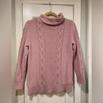 L.L. Bean Signature Size M Lavender Pullover Cotton Cowl Neck Fisherman Sweater Purple Size M Photo 6