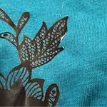 Soft Focus Shirt Dress Midi Floral Print Lace Long Sleeve 2X 26/28 Teal Black Blue Photo 5