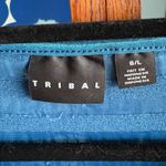 Women's TRIBAL Jewel Tone Blue Textured 3/4 Sleeve Pleated Stretch Top size L Size L Photo 5