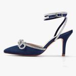 Blue and Silver Stiletto Heels with Rhinestone Embellishments Size 7 Photo 3