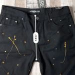 Uncut Denim Co . Y2K Painted Black 12" Knee Length Denim Shorts sz 34 NWT Photo 5