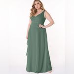 Azazie Kori Eucalyptus green a-line pleated chiffon dress size A20 Photo 1