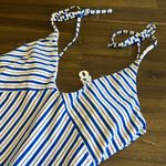 Polo Ralph Lauren Striped Open Back Swim Suit Cut Out Low Back Small Coastal White Photo 5