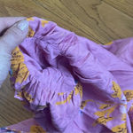 Free People  Francesca Mini Babydoll Coqette Dress Floral Pink Puff Long sleeve L Photo 11