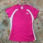 The North Face  Womens VaporWick Short Sleeve Tee Shirt Pink Medium V Neck Fitted Photo 0