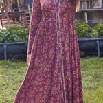 Natural Life Christa Cranberry Brown Floral Cotton Midi Dress Photo 0