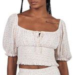 Charlie Holiday  Pink Floral Smocked Blouse Photo 0