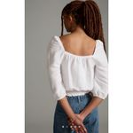 Cloth & Stone Anthropologie Square-Neck Smocked White Blouse Size Medium 2412 Photo 1