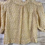 Anthropologie Meadow Rue cold shoulder bubble sleeves cotton yellow top Size 8 Photo 4
