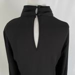 Krisa New Pleated Mock Neck Keyhole Back Long Sleeve Blouse Black Size XS Photo 11