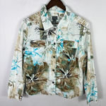 Chico's Additions By  Button Up Jacket Womens 2 Medium Floral Abstract Lightweight Photo 0