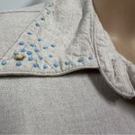 Bahar Linen 3 Quarter Sleeve Button Up Tapered Beaded Shirt Dress Womens 2 Blue Photo 9