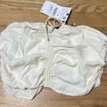 ZARA Cream Ruched Cap Sleeve Crop Top Photo 0