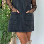 GRACE LILLY Faith Washed Denim Overall Dress Black Size L Photo 1