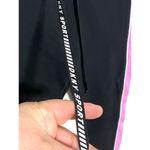 DKNY  Sport Black Leggings Pink Spell Out Logo Tape Drawstring Pull On Womens M Photo 4