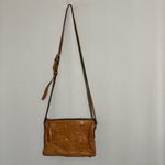 Maxon Collection Pebbled Genuine Leather Crossbody Purse made in Italy zipper Tan Photo 2