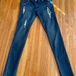 Krembo Distressed Ripped Embellished Bling Rhinestone Blue Skinny Jeans, size 13 Photo 0