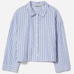 Everlane NWT  Women PJ Top Shirt Medium Striped Woven Cotton Boxy White Blue S Photo 0