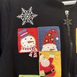 VTG Ugly Christmas Sweater Jacket Sz M Black Santa Snowman Full Zip Holiday EUC Size M Photo 1