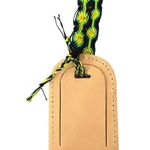 Consuela NWOT Natural Leather Bag Tag Luggage Tag Friendship Bracelet Embossed Photo 5