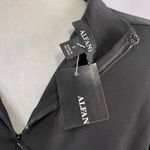 Alfani New  Mock Neck Long Sleeve Top Knit Trim High Neck Woven Blouse Black Photo 13