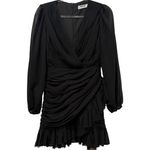 New Showpo. Can I Be Your Honey Black Ruched Plunge Balloon Sleeve Mini Dress 4‎ Photo 5