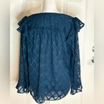 Ann Taylor Lattice Sheer Statement Sleeves Bluish color Blouse size M Photo 3