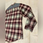 North Crest  Maroon Plaid Flannel Button-up Shirt Hi-Low Hem Front Pockets Size 1X Photo 6