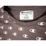 Champion  C Logo Crew Neck Sweatshirt Size XLarge Pullover Gray & White Cropped Photo 4