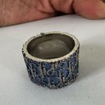 Christian Dior Dior Trotter Vintage Ring Blue Silver Tone Size 5 W/ Certificate of Authenticity Photo 2