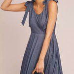 Anthropologie  Hutch Amara Tie Shoulder Scoop Mini Dress in Indigo Size Medium Photo 0