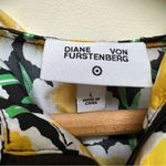 Diane Von Furstenberg Yellow Black Floral Lightweight Sleeveless Hoodie Large Photo 4