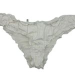 Aerie White Cheeky Lettuce Hem Bikini Bathing Suit Bottoms White Eyelet medium Photo 1