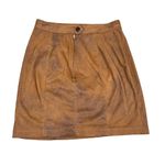 Free People  Brown Faux Suede Ruched Front Camel Mini Skirt Women's Size XS Photo 2